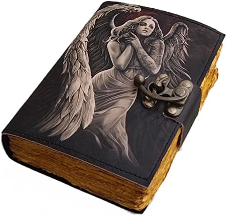 Angel Corium Artifex עם דמעות עור Journal, 200 עמודים של נייר וינטג 'עתיק בעבודת יד, ספר רישומי עור, ספר