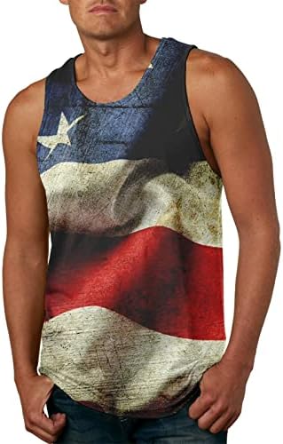 BMISEGM Summer Men חולצות טיול יום עצמאות אמריקני חדש כותנה תלת מימד הדפס גופיית גברים מזדמנים