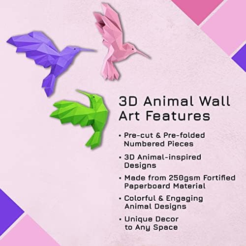 נייר תלת מימד קיר בעלי חיים ואמנות תפאורה - נייר מקדם וחתך לפני ערכות דגם של בעלי חיים תלת מימדי - 250 GSM נייר