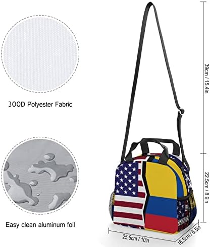 אמריקאי וקולומביאני דגל הצהריים תיבת אחסון תיק עמיד למים קריר תיק כתף תיק כל מעל הדפסה