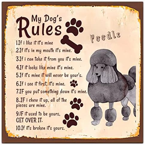 מצחיק כלב מתכת סימן שלי כלב של כללים לחיות מחמד דלת קולב עם מצחיק כלב ציטוט בציר מתכת אמנות עתיק לחיות