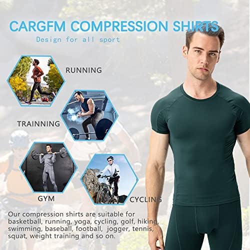 CARGFM גברים חולצות דחיסה של שרוול קצר של שרוול קצר