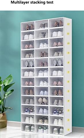 קופסת אחסון נעליים של Huksxz, מארגן נעליים מפלסטיק ברורה לארון, חוסך שטח חוסך נעליים מתקפלות מכולות פחים מחזיקים