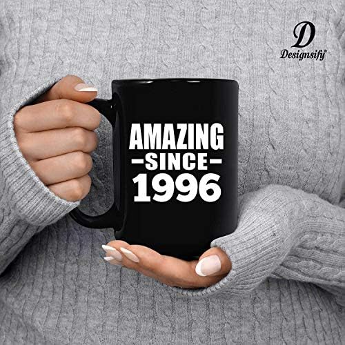 עיצוב יום הולדת 27 מדהים מאז 1996, 15 עוז ספל קפה שחור קרמיקה כוס תה כלי שתייה עם ידית, מתנות