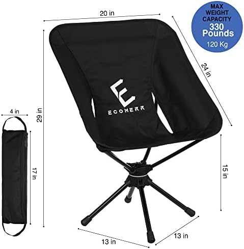 כיסא קמפינג נייד Ecomerr - כיסא מתקפל קומפקטי בגודל בקבוקים עם תיק נשיאה - תומך ב -330 קילוגרמים - כיסא תרמילאים