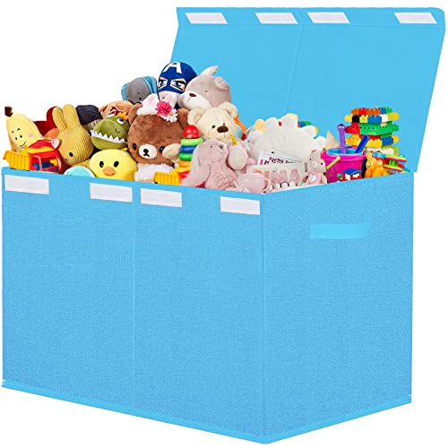 קופסת צעצועים של Jaysdayly לבנים, חזה צעצוע גדול ויציב עם מכסים, ארגזי מארגני אחסון צעצועים