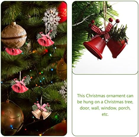 Valiclud 6 pcs פעמון חג המולד עם פעמוני ג'ינגל מתכת כפרית עם קשת עם מחטי אורן של הולי בריח חג המולד עץ
