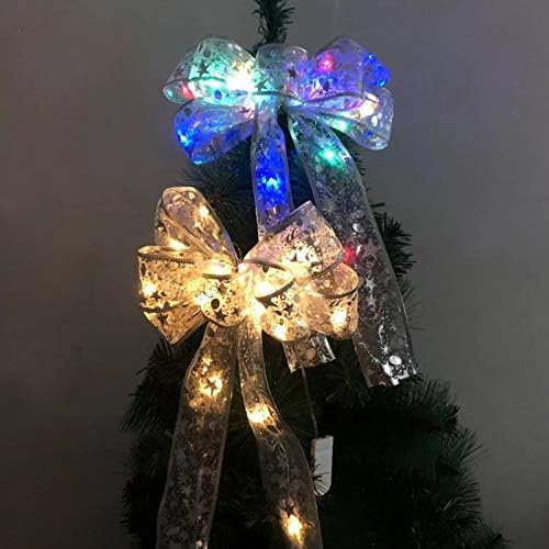 עץ חג המולד קשת קשת עם LED, זוהר במעלה הדפסה המודפסת של סרט קשת דקורטיבי, קישוט לקישוט גרלנד קשת