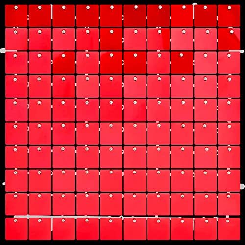 הבלחה קיר רקע אדום כיכר נצנצים קיר פנל רקע 24 יחידות עבור מסיבת יום הולדת קישוטי חתונה