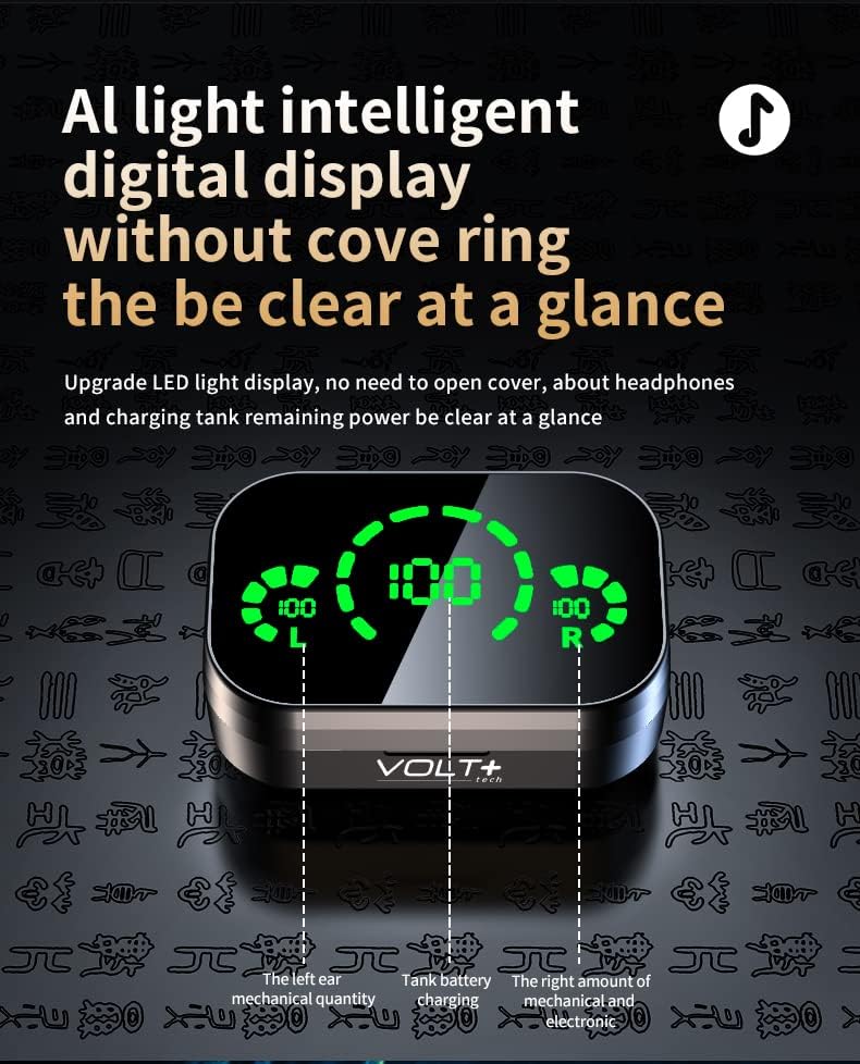 Volt Plus Tech Wireless V5.3 LED Pro אוזניות אוזניים התואמות ל- Samsung SM-N930VZ IPX3 Bluetooth מים ומיטידת