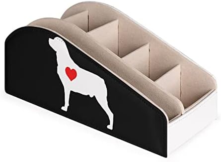 Rottweiler עם Heart Pu Leather Control Control Control Box Multi-Functure Desktop מארגן עבור