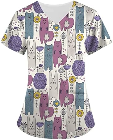 צמרות קרצוף חמוד לנשים 2023 Kawaii בעלי חיים מצוירים חולצות לשפשף גרפי