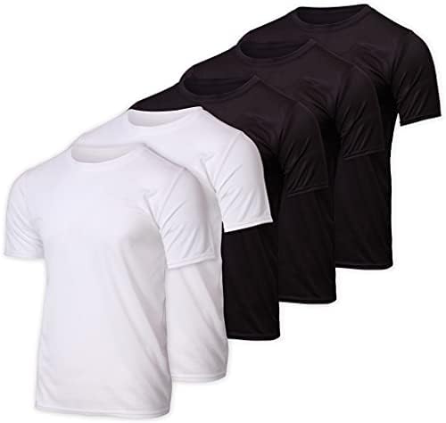 5 חבילה: ביצועי רשת גברים מהירה מתיחה יבשה נושמת חולצת צוות טכנולוגית עם שרוול קצר