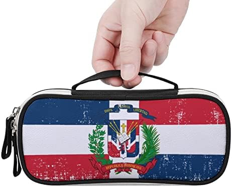 דגל הרפובליקה הדומיניקנית רטרו דליקה בעפר קיבולת עפר ניידת נייד נשיאה לשקית איפור שקית עט עט עם סגירת