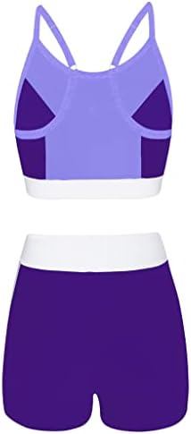 TTAO 2 חתיכות בנות בנות ספורט קיץ צמרות עם מכנסיים קצרים אימונית צבע יוגה כושר כושר סט ספורט