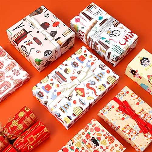 דימטי סין של סגנון 12 יחידות מתנת גלישת נייר עבור חג המולד, סיני חדש ליד, שנה טובה, יום הולדת,
