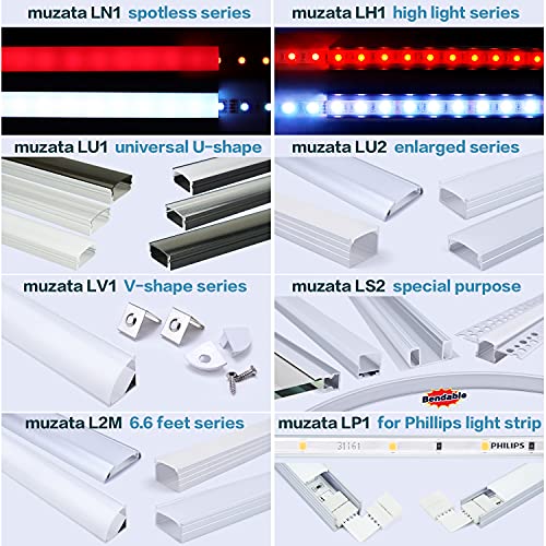 MUZATA 100ft/30 מ 'רצוף כיסוי LED שחור מעושן קלטת עדשה קלטת אור חלק חלק עבור U102 U103 ALUMINUM LED