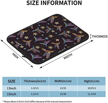 יונקים פרחים רקמה רקמה תיק מחשב נייד קטן, בד אטום למים עמיד, תיק מחשב נייד בגודל 13/15 אינץ ', לעסקים,