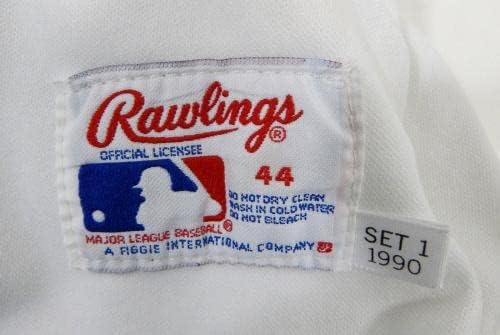 1990 מלאכים בקליפורניה ג'ון אורטון 14 משחק השתמש בג'רזי לבן 44 DP22352 - משחק משומש גופיות MLB