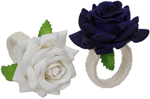 Gkmjki 6 pcs פרח ורד מלאכותי מפית מפית טבעת אבזם מחזיקי טבעת רקמות לבית מסעדה ביתית עיצוב שולחן חתונה
