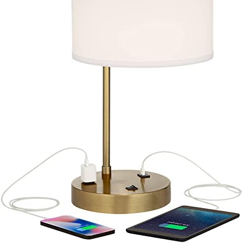 360 תאורה מנורות שולחן זהב עתיקות של קולבי עם יציאת Outlet ו- USB של 2 של 2
