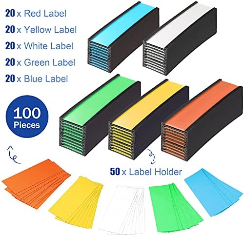 50 חתיכות מגנטי תווית מחזיקי צבעוני מגנטי נתונים כרטיס מחזיקי עם 100 צבעוני נייר הכנס ב 5 צבעים ו 50