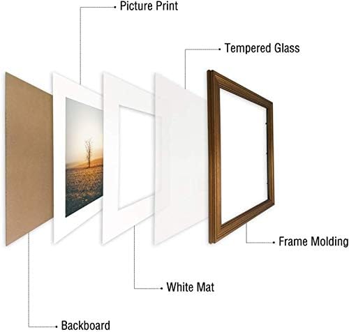אמנות גולדן סטייט, מסגרת תמונה 11x14 עם מחצלת לבנה לתמונות 8x10 וזכוכית אמיתית, רוחב 1.25 אינץ ', זהב
