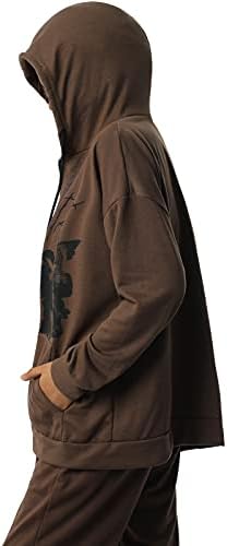 רוכסן גדול של נשים סווטשירט סווטשירט צולב מעילי ריינסטון y2k שרוול ארוך מודפס לבגדי רחוב