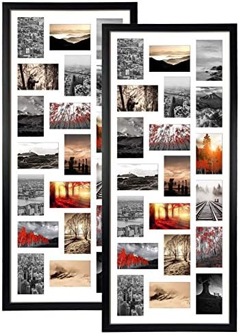 מסגרת קולאז 'של Qutrey 20 פתחים סט של 2 ו -8 תמונות פתיחות מסגרת של 2 לתצוגת קיר של 4x6 תמונות קיר