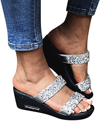 נעלי בית לנשים נערות סנדלי קיץ לנשים סנדלי נשים קיץ מזדמנים אופנה קיץ סנדל נעלי נצנצים סנדלי טריז