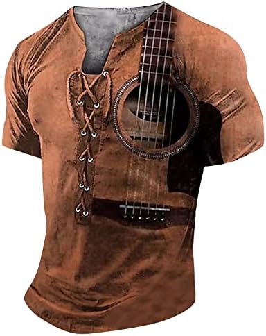 חולצות כפתור שרוול קצר לגברים לגברים חולצות טריקו לגיטרה מצחיקה טיז גרפי 2023 תחרה למעלה טופסי קיץ טשטוש