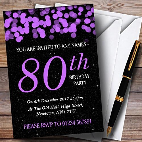 סגול בוקה וכוכבים ה -80 הזמנות למסיבת יום הולדת בהתאמה אישית