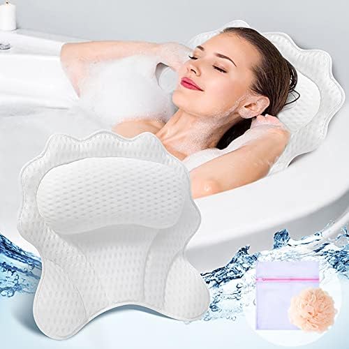 כרית אמבטיה עם רשת אוויר 4D עבה כריות רכות, אמבטיה לתמיכה בצוואר וגב, כרית ג'קוזי לנשים וגברים,
