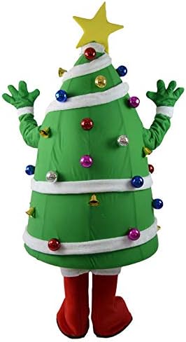תחפושת קמע עץ חג המולד עם כדורי צבע כוכבים קישוט פעמון
