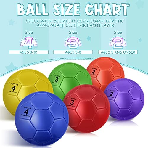 6 PCS כדור כדורגל עם מכונת משאבה תפרים כדור כדורגל צבעוני צעצוע צעצוע נוער חמוד כדורגל עם מחט לאימוני