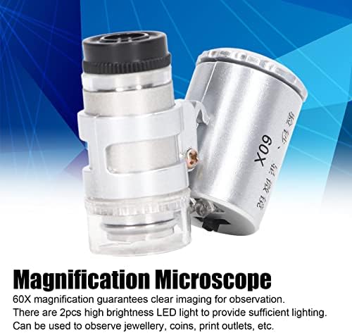 מיקרוסקופ כיס Oumefar, בהירות גבוהה LED LED סוללה ניידת המופעלת על עדשה אופטית מיני מיקרוסקופ