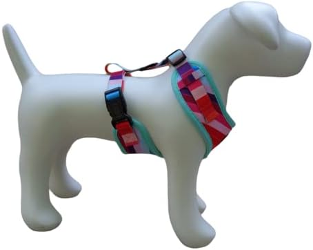 חיות מחמד לוביה מודרניות הדפסת קשת כלב בינוני או רתמת גור רכה עם בטוח, ללא משיכה, בגודל חזה בינוני 18