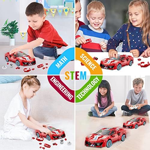 פרויקטים של STEM לילדים בגילאי 6, 8, 12, מרחוק ואפליקציות מבוקרות צעצועים לבניית מכוניות מירוץ, דגם רכב
