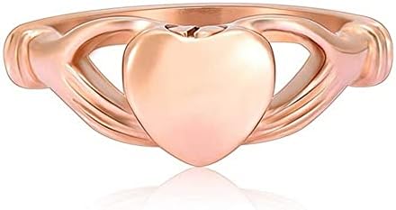 GMBN URN טבעות לב טבעת שריפת לב אפר נירוסטה מחזיק מזכרת מזכרת טבעת אצבעות כד זיכרון לנשים
