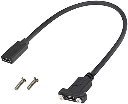 AAOTOKK 3.1 סוג C ל- USB C PANER כבל בורג הר בורג GEN 2 USB 3.1 סוג C נקבה עד נקבה כבל הרכבה, תומך בטעינה, נתונים,