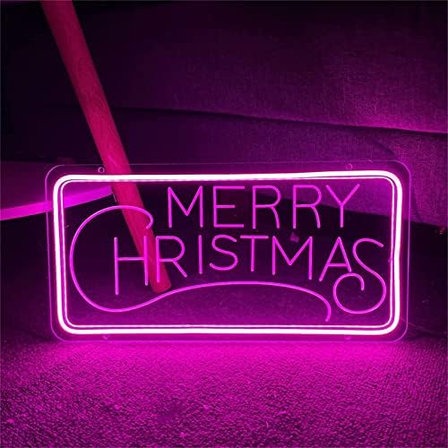 DVTEL חג מולד שמח שלט LED דוגמנות אור אור אותיות זוהרות שלט לוח אקרילי ניאון אור דקורטיבי, 40X22 סמ, סגול