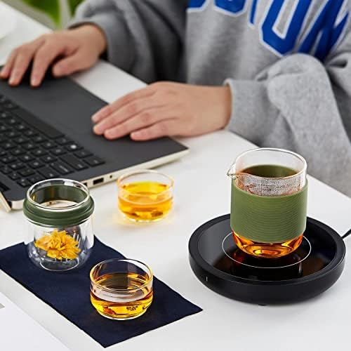 ערכת תה זכוכית דופודו דופודו, קומקום גונגפו קטן נייד עם 1 סופג, 2 כוסות וספל מאסטר אחד, הכל במארז עמיד במים אחד