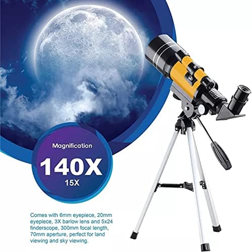 Aniuxiaoge טלסקופ למבוגרים וילדים, טלסקופ רפרקטור 300 ממ 300 ממ למתחילים לאסטרונומיה, טלסקופ נסיעות עם 3