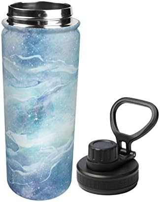 בקבוק מים צבעי מים-כחולים-גלקסיה 18 גרם ואקום נירוסטה ואקום מבודד בקבוק רחב עם מכסה זרבוביות אטום דליפות