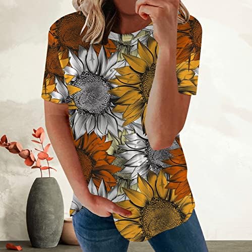 צמרות אביב לנשים 2023 חולצות קיץ פרחוניות בוהמיאן פרחוני חולצות שרוול קצר חולצות צווארון צוואר