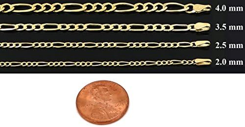 צמיד פיגארו חלול זהב צהוב אמיתי 10 קראט 4.0 מ מ, 7 עד 10