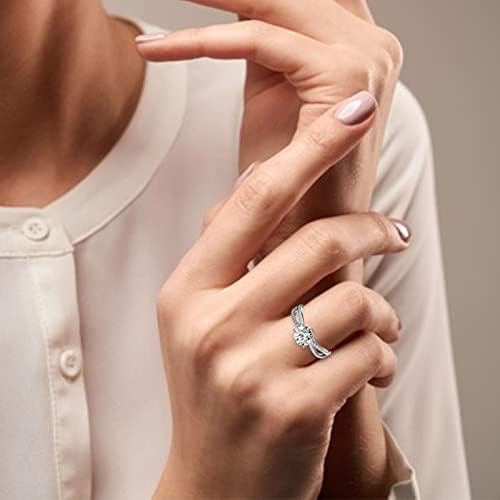 2023 חדש תכשיטים טבעת עגול לבבות חצים לחתוך יהלומי כסף טבעת טבעת שש יהלומי טבעת נשים של אירוסין