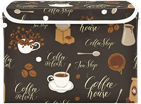 Innewgogo קפה זמן אחסון פחי אחסון עם מכסים לארגון פחי אחסון מתקפלים עם ידיות קופסאות קוביית