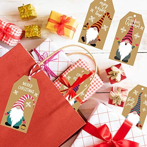 200 חתיכות חג המולד גמד מתנה תגיות חג המולד קראפט נייר מתנה תגיות תליית תווית עם 131 רגליים טבעי