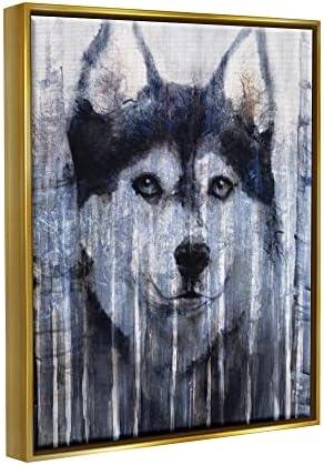תעשיות סטופל מחייכות כלב האסקי כפרי כיסוי עץ ליבנה אמנות קיר ממוסגרת צפה, עיצוב על ידי קמדון קריאציות